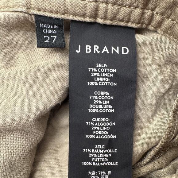 J Brand Pants Womens 27 Olive High Rise Pleated Tapered Linen Blend Pockets - Picture 7 of 12